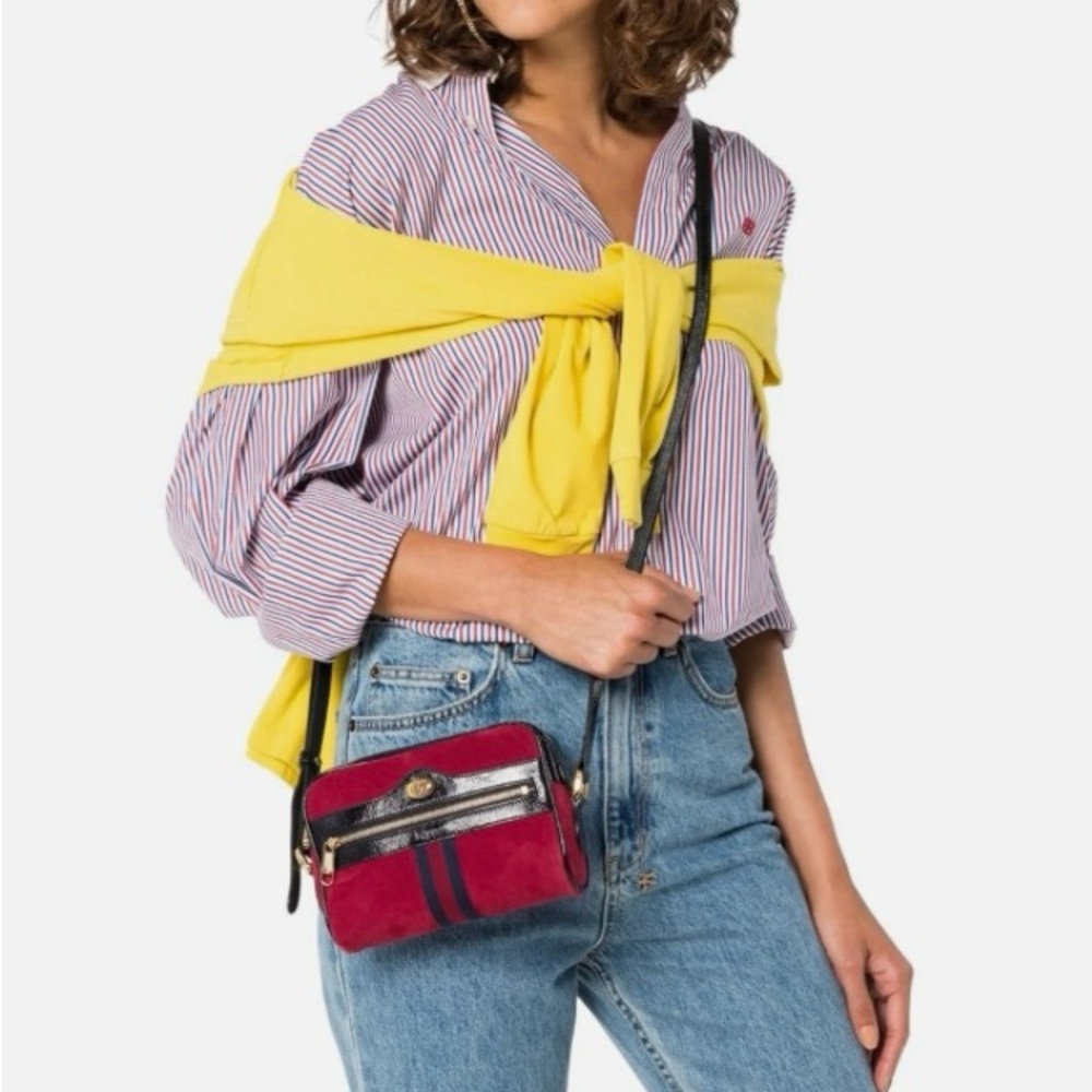 Gucci Red Suede Ophidia shoulder bag